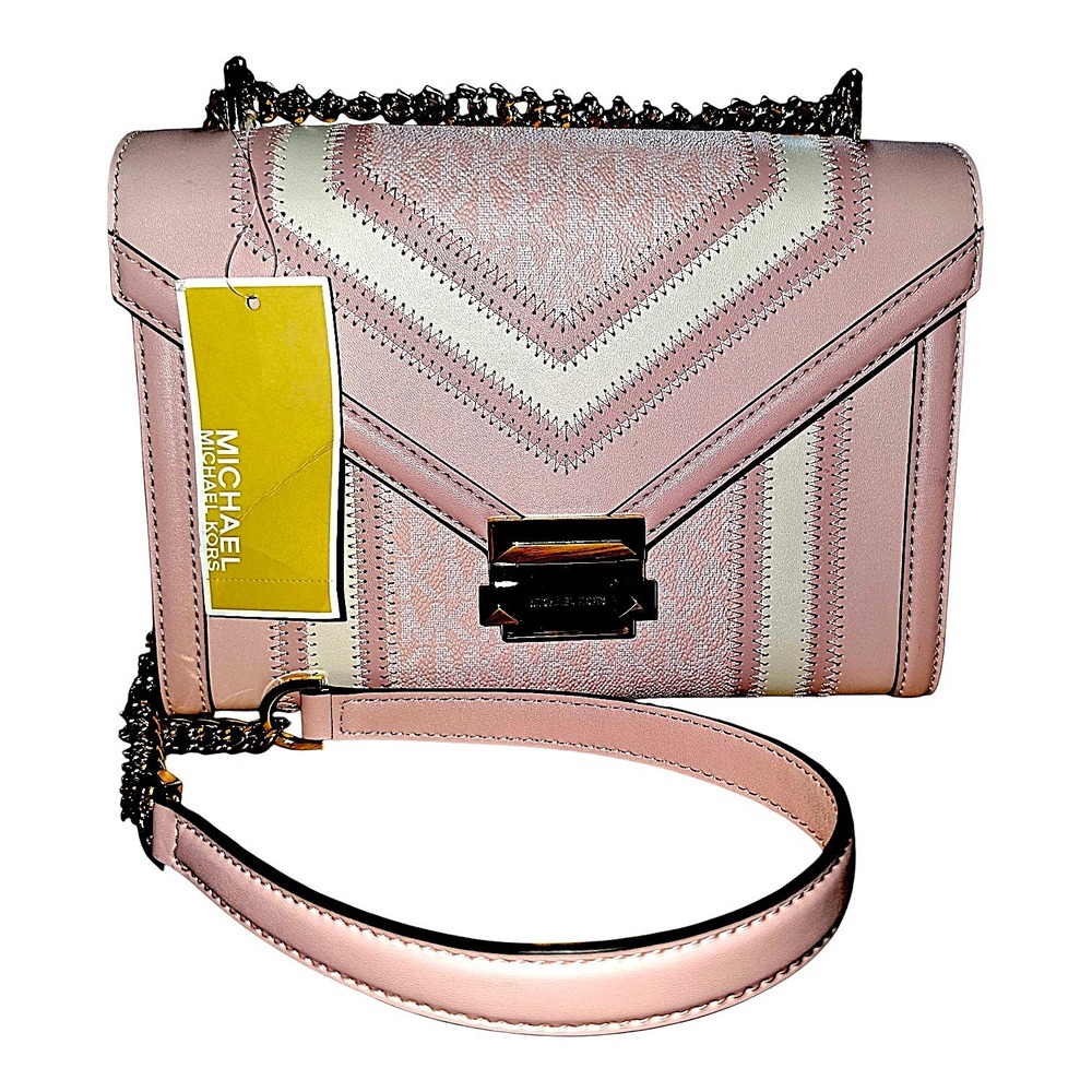 Michael Kors Whitney Medium Flap Shoulder Bag Powder Blush Multi NEW